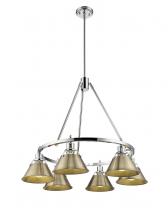  3306-6 CH-AB - Orwell 6-Light Chandelier in Chrome with Aged Brass